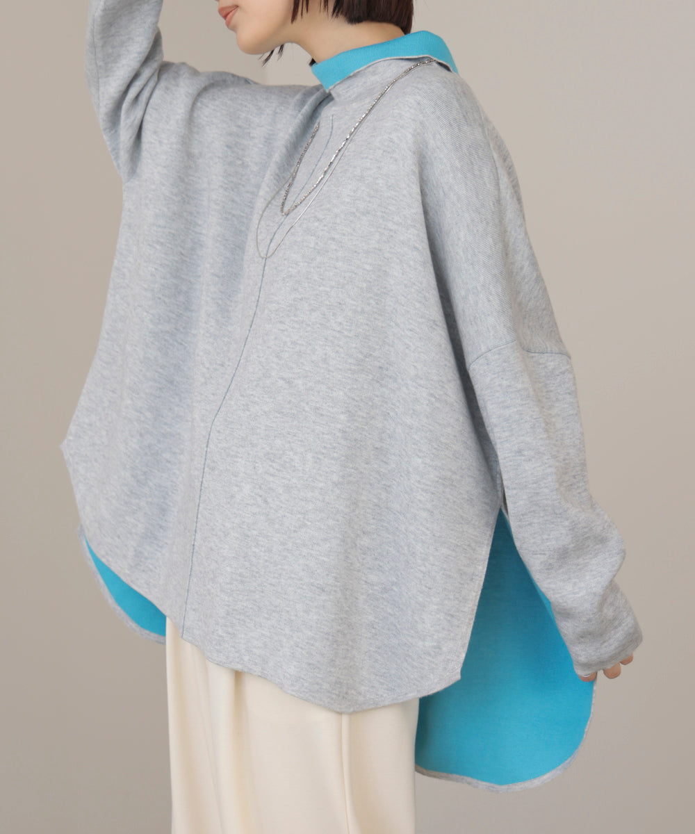 【リバーシブル】Ｗフェイスポンチョ風ニット