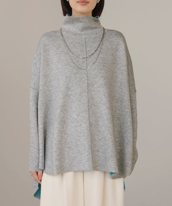 【リバーシブル】Ｗフェイスポンチョ風ニット