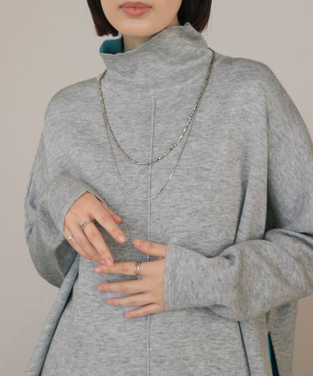 【リバーシブル】Ｗフェイスポンチョ風ニット