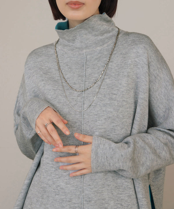 【リバーシブル】Ｗフェイスポンチョ風ニット