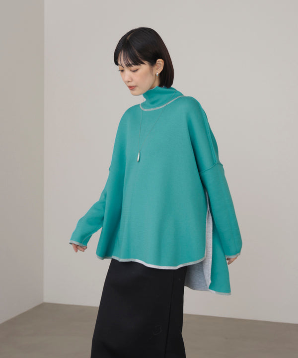 【リバーシブル】Ｗフェイスポンチョ風ニット