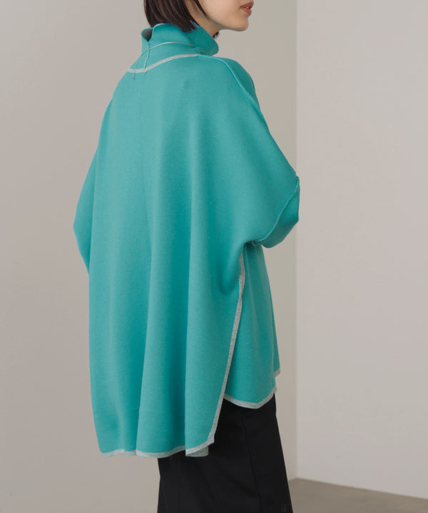 【リバーシブル】Ｗフェイスポンチョ風ニット
