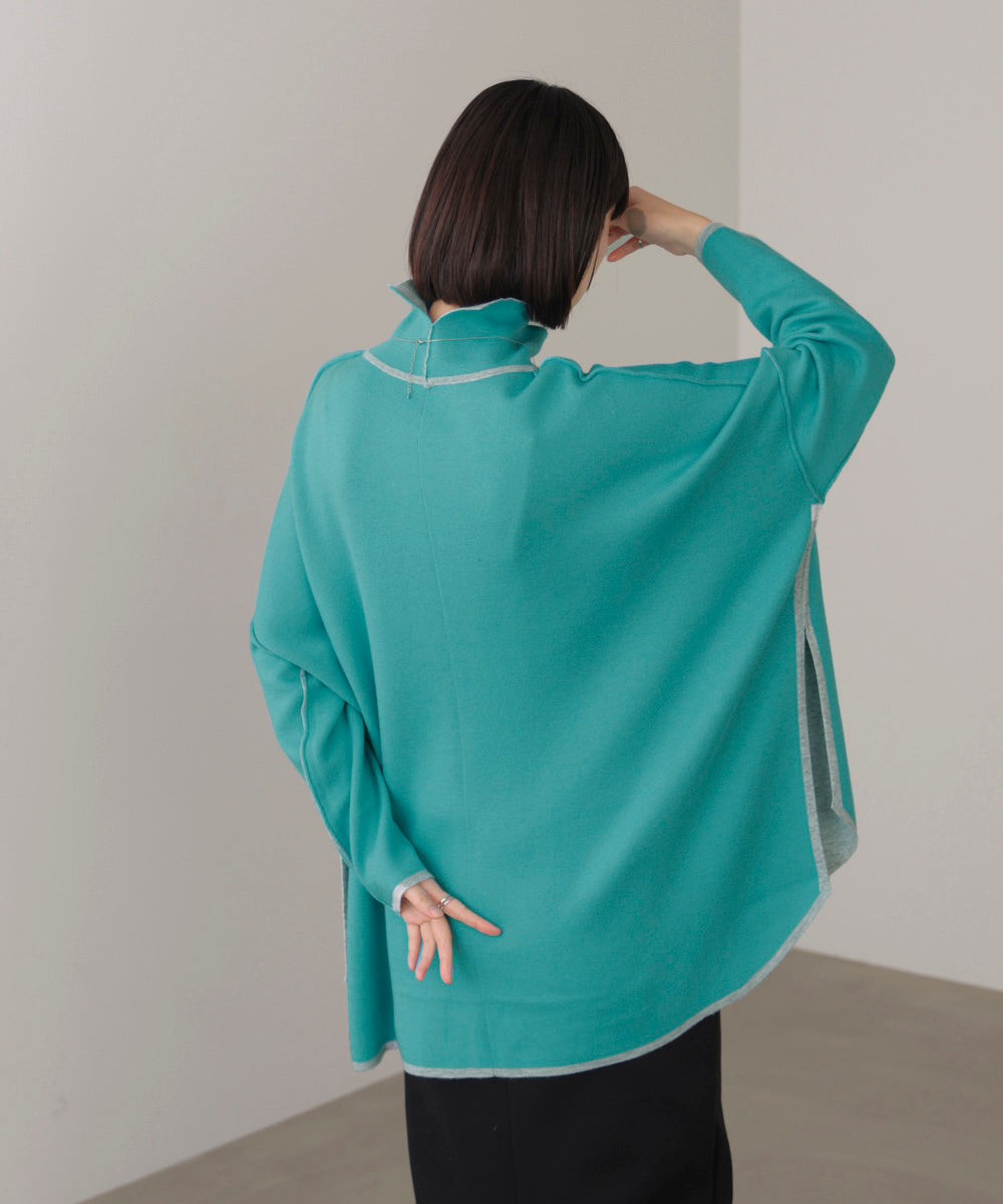 【リバーシブル】Ｗフェイスポンチョ風ニット