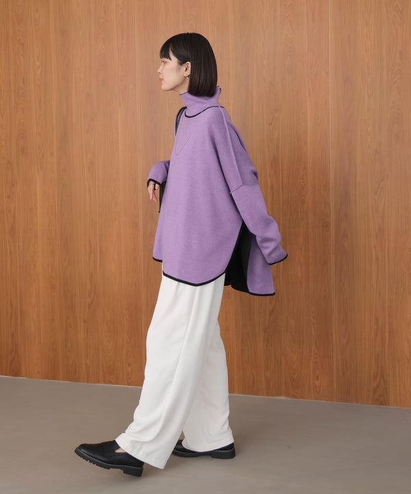 【リバーシブル】Ｗフェイスポンチョ風ニット