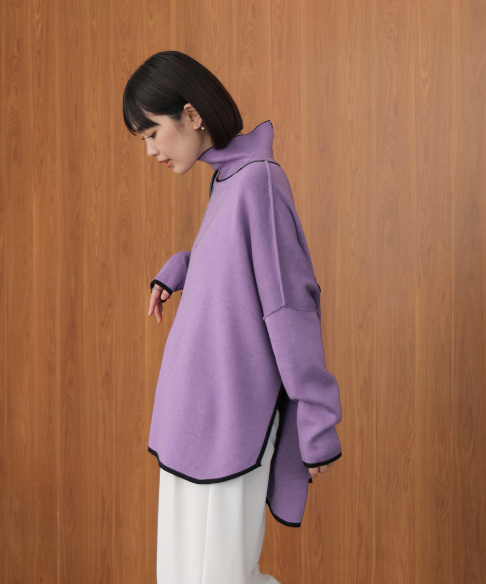 【リバーシブル】Ｗフェイスポンチョ風ニット