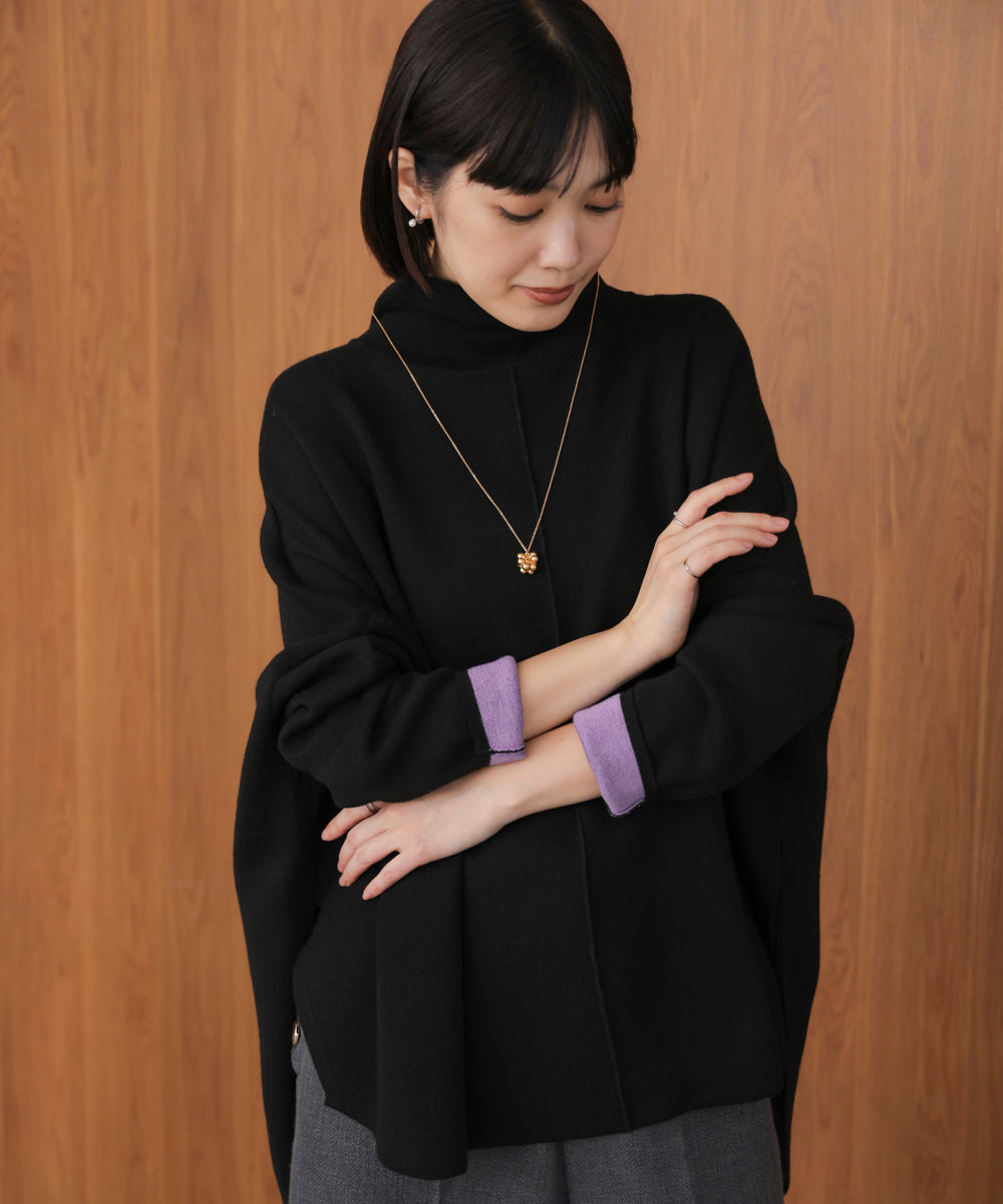 【リバーシブル】Ｗフェイスポンチョ風ニット