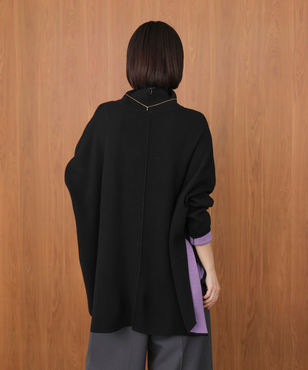 【リバーシブル】Ｗフェイスポンチョ風ニット