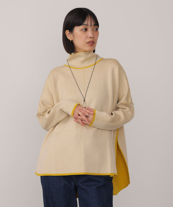 【リバーシブル】Ｗフェイスポンチョ風ニット