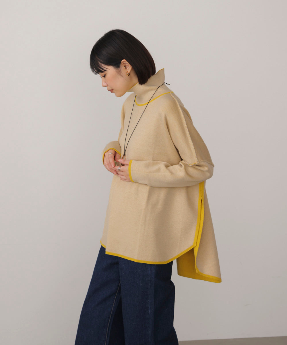 【リバーシブル】Ｗフェイスポンチョ風ニット