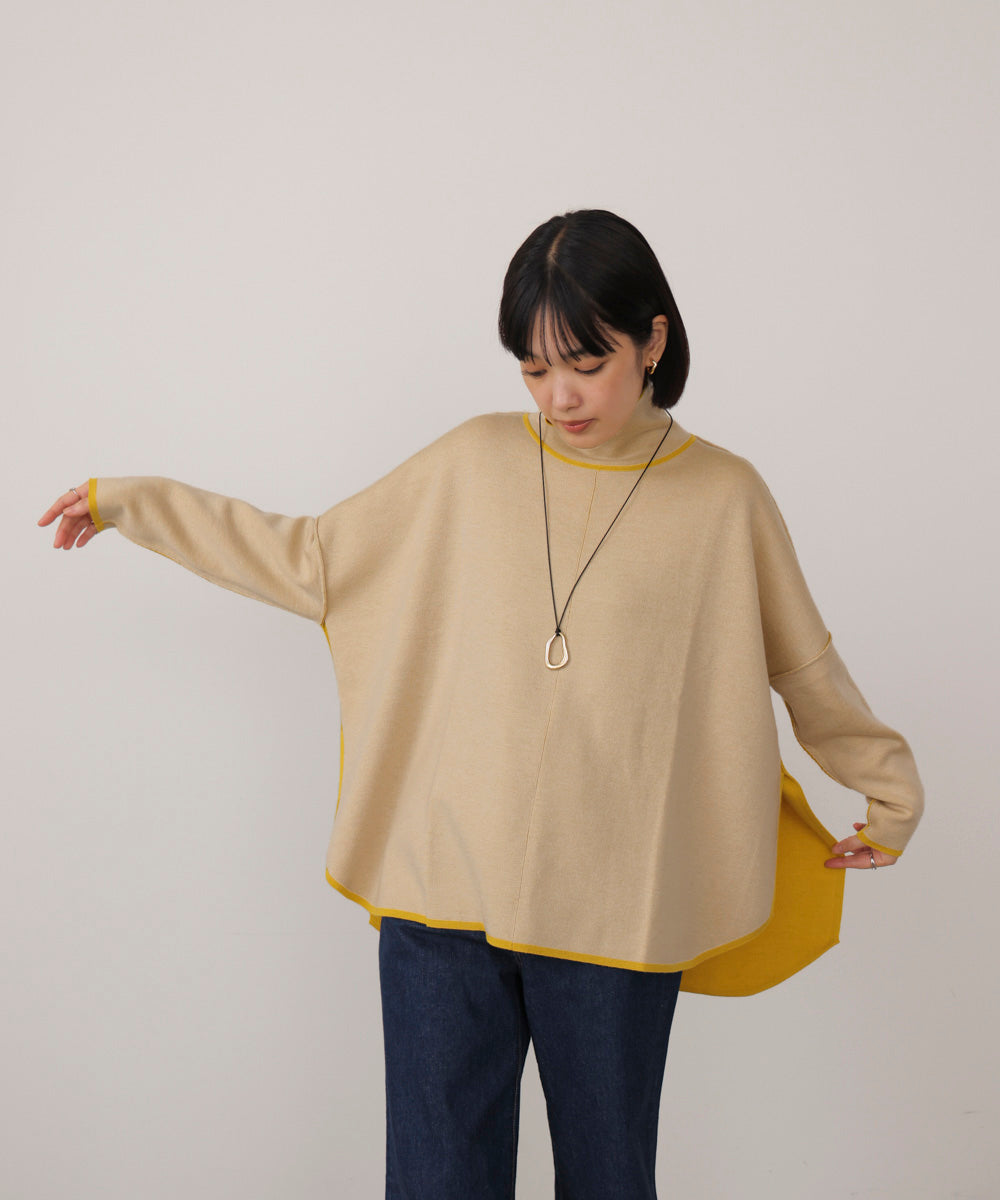 【リバーシブル】Ｗフェイスポンチョ風ニット