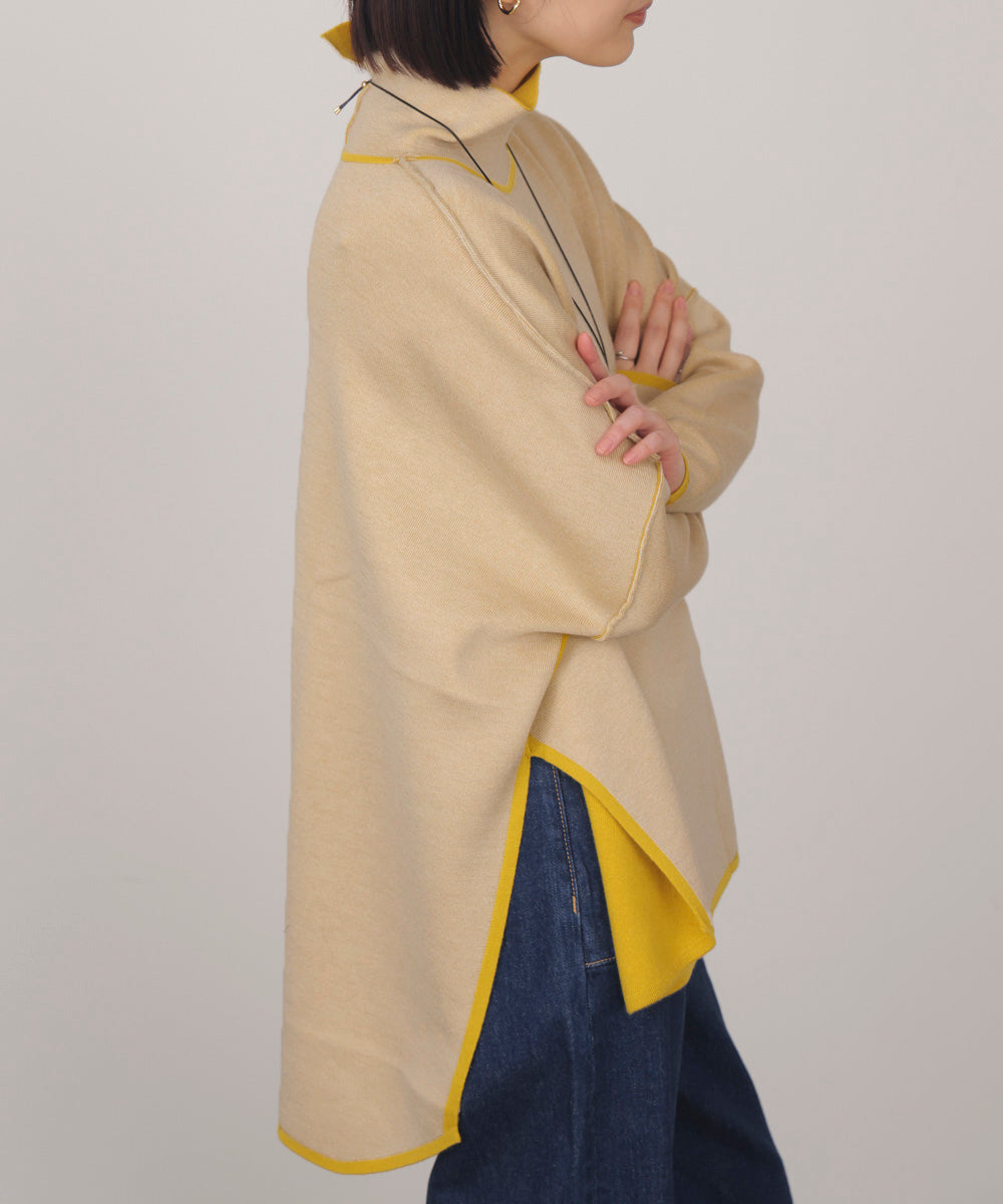 リバーシブル】Wフェイスポンチョ風ニット
