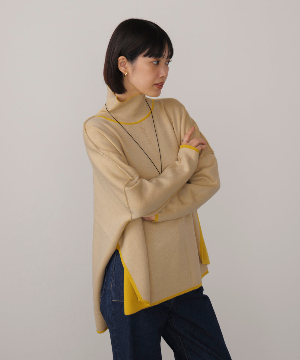 リバーシブル】Wフェイスポンチョ風ニット