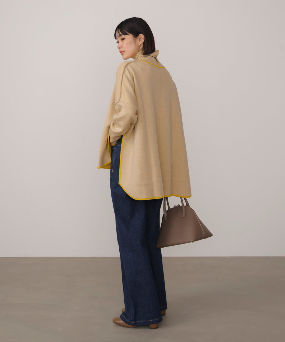 【リバーシブル】Ｗフェイスポンチョ風ニット