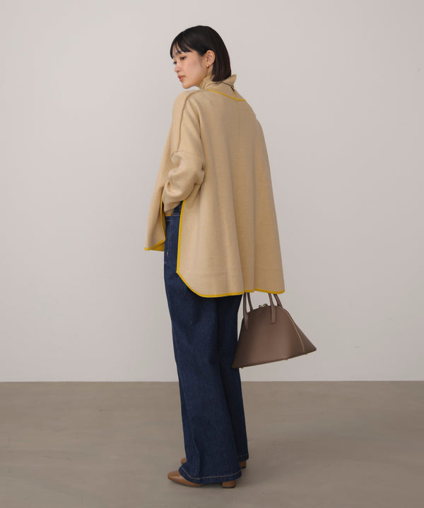 【リバーシブル】Ｗフェイスポンチョ風ニット