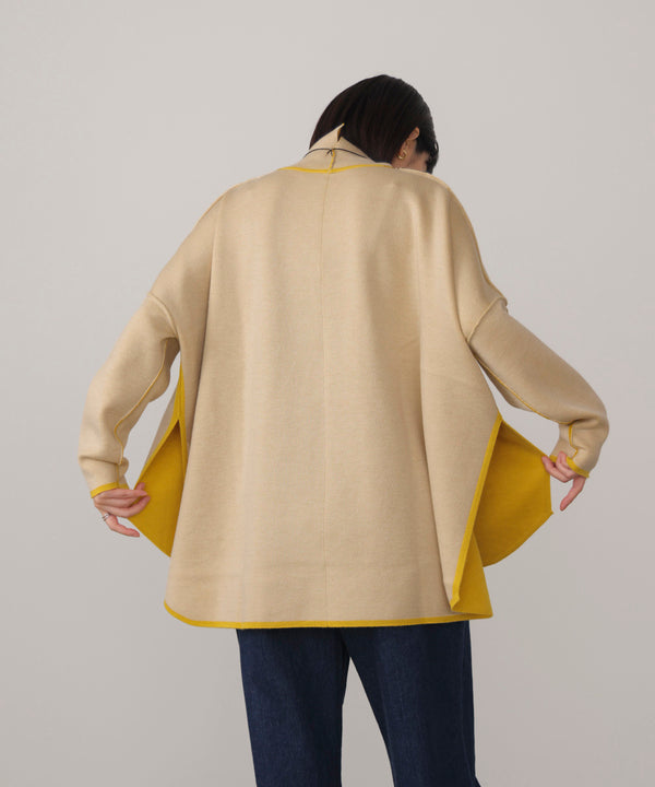 【リバーシブル】Ｗフェイスポンチョ風ニット