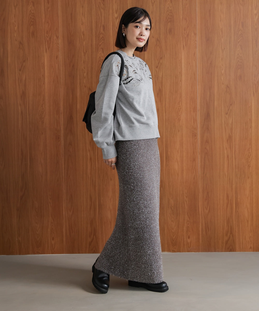 フィルムラメニットタイトスカート