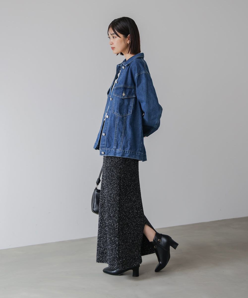 フィルムラメニットタイトスカート