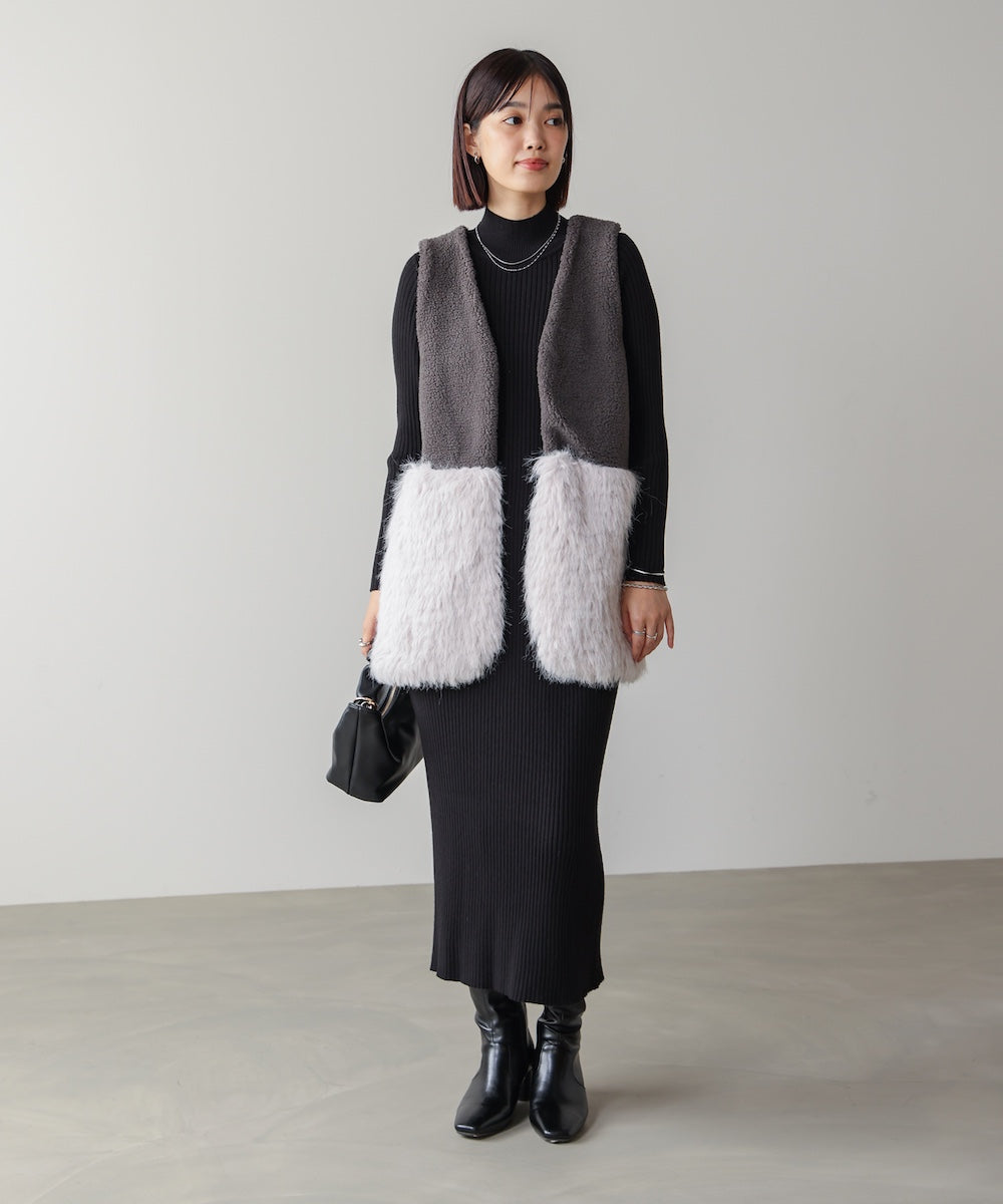 【WEB限定】ボア×ファーニットベスト