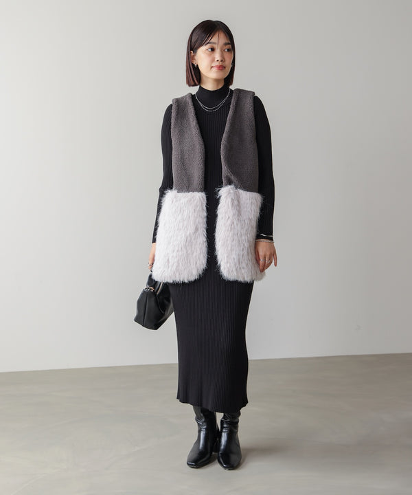 【WEB限定】ボア×ファーニットベスト
