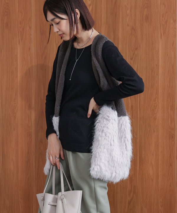 【WEB限定】ボア×ファーニットベスト