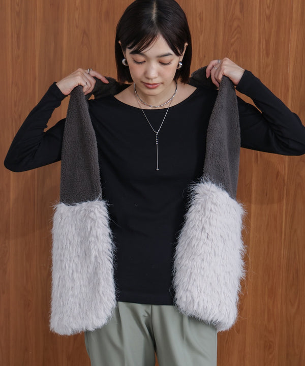 【WEB限定】ボア×ファーニットベスト［10/30発送予定］