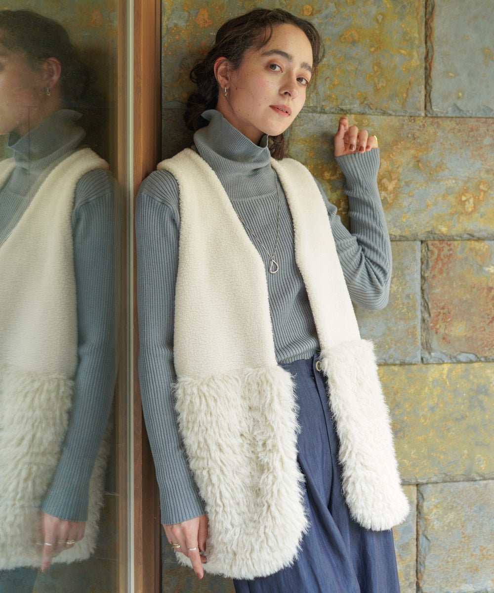 WEB限定】ボア×ファーニットベスト［10/30発送予定］