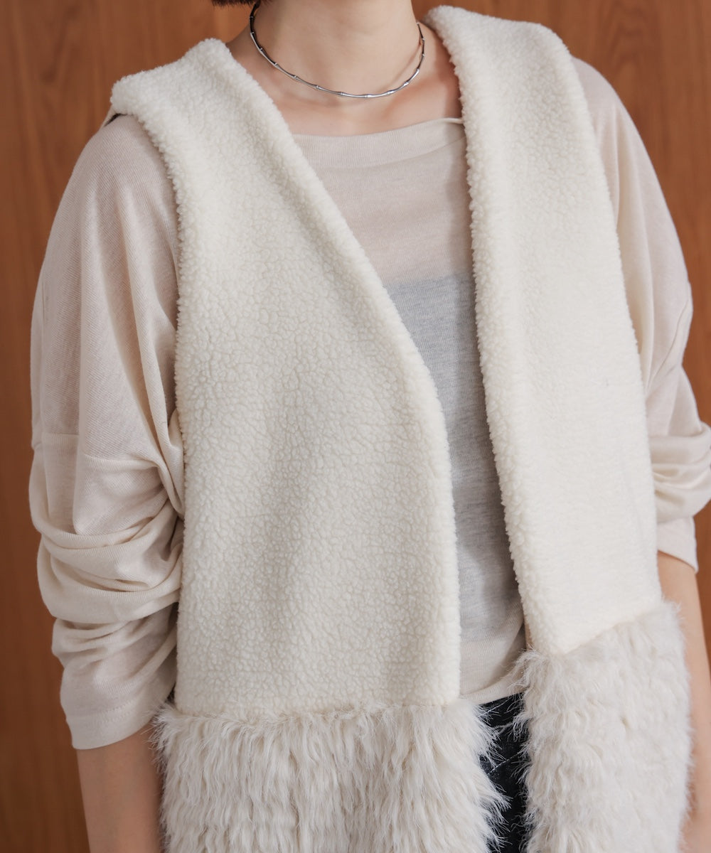 【美品】【23AW】plage uyu ベスト ニット ファーベスト ホワイト 美品】【23AW】plage uyu ベスト ニット ファーベスト ホワイト ファー