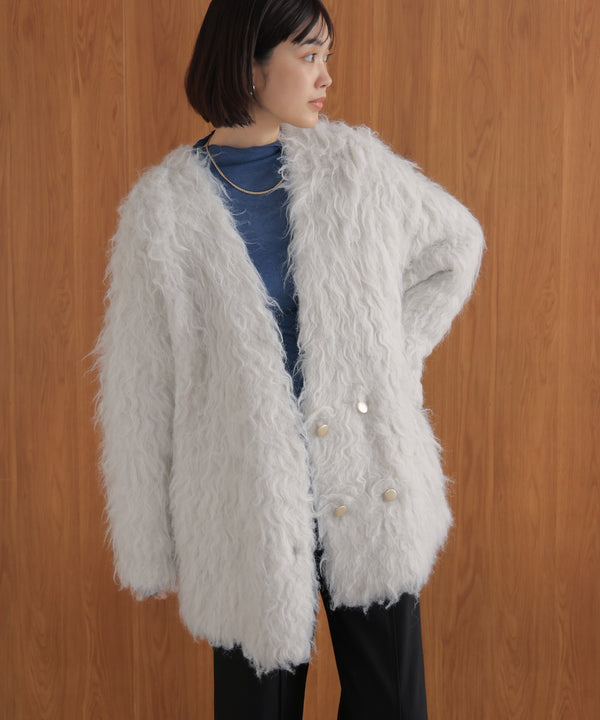 ウェーブシャギーニットジャケット