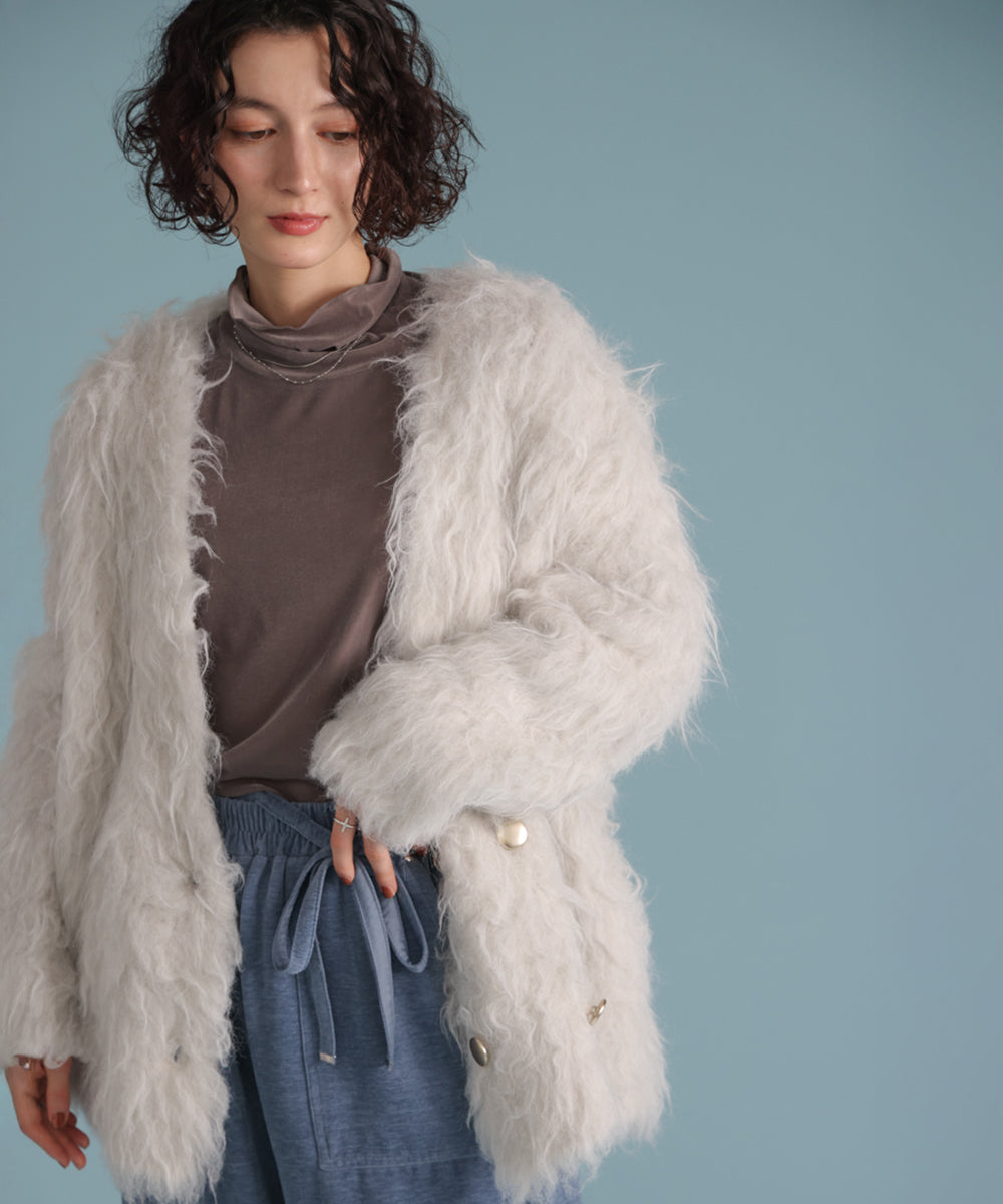 ウェーブシャギーニットジャケット