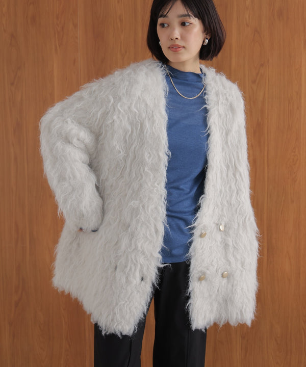 ウェーブシャギーニットジャケット