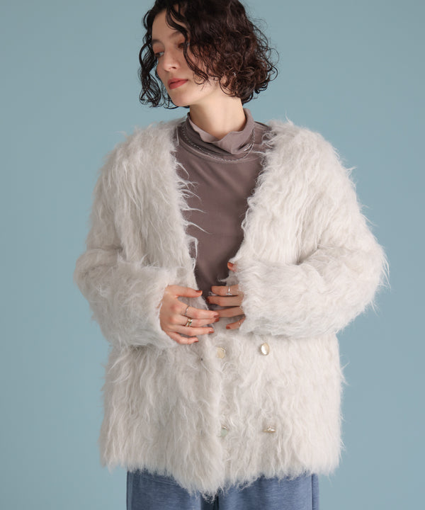 ウェーブシャギーニットジャケット