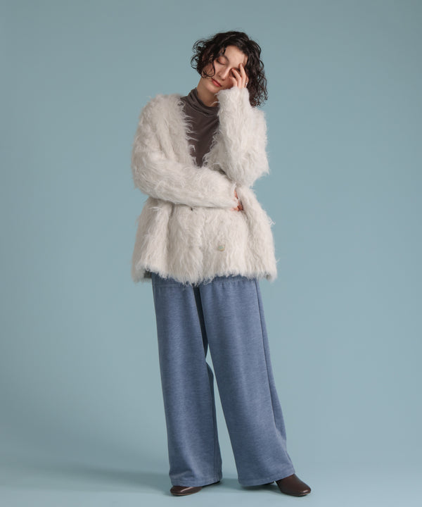 ウェーブシャギーニットジャケット