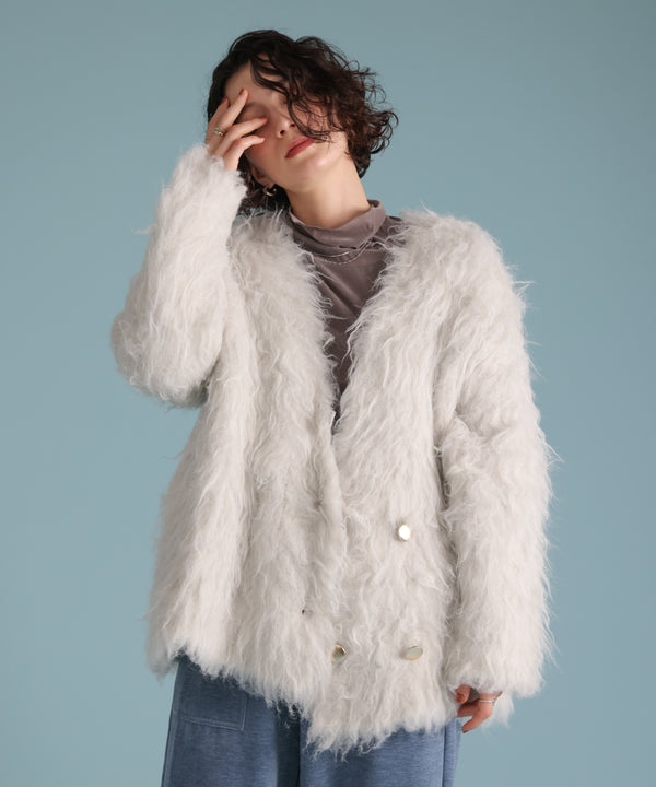 ウェーブシャギーニットジャケット