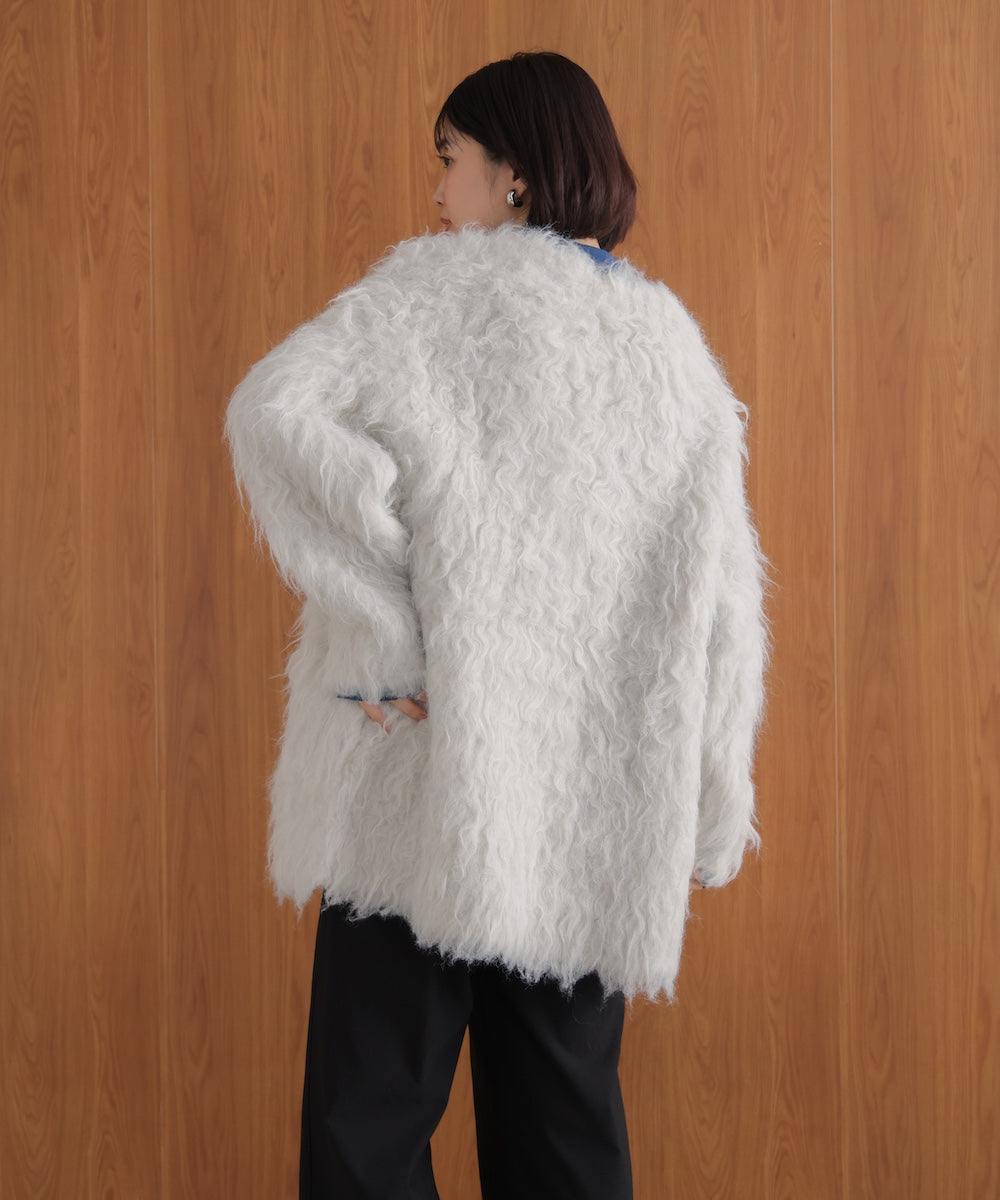 ウェーブシャギーニットジャケット