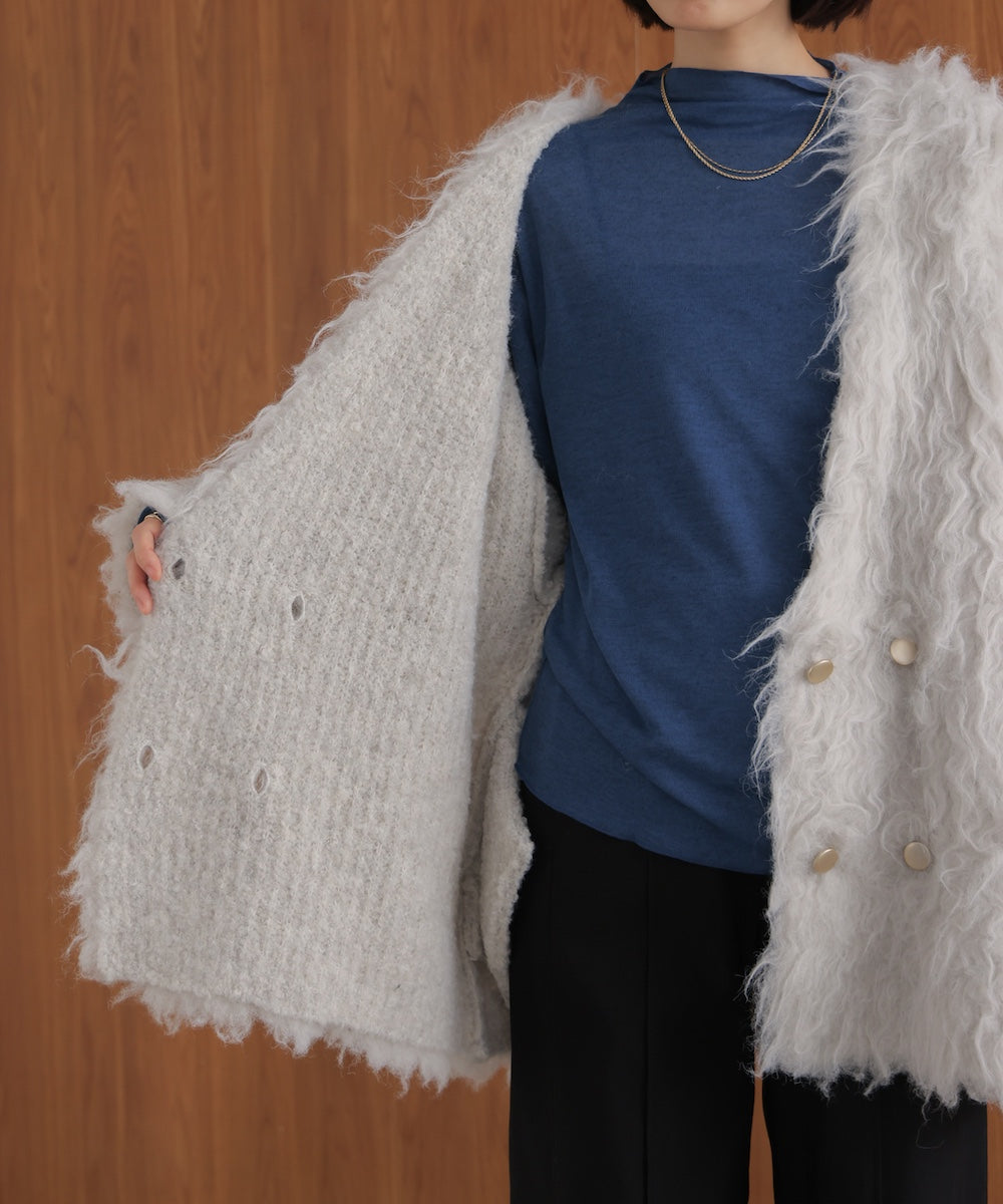 ウェーブシャギーニットジャケット