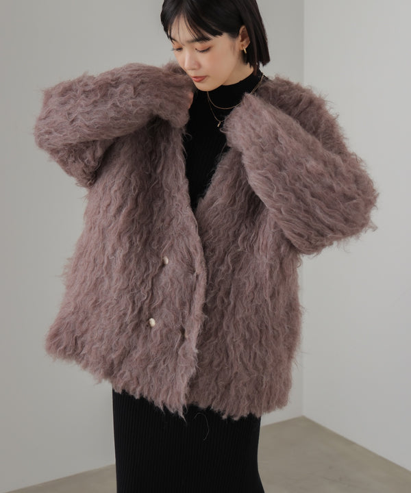 ウェーブシャギーニットジャケット