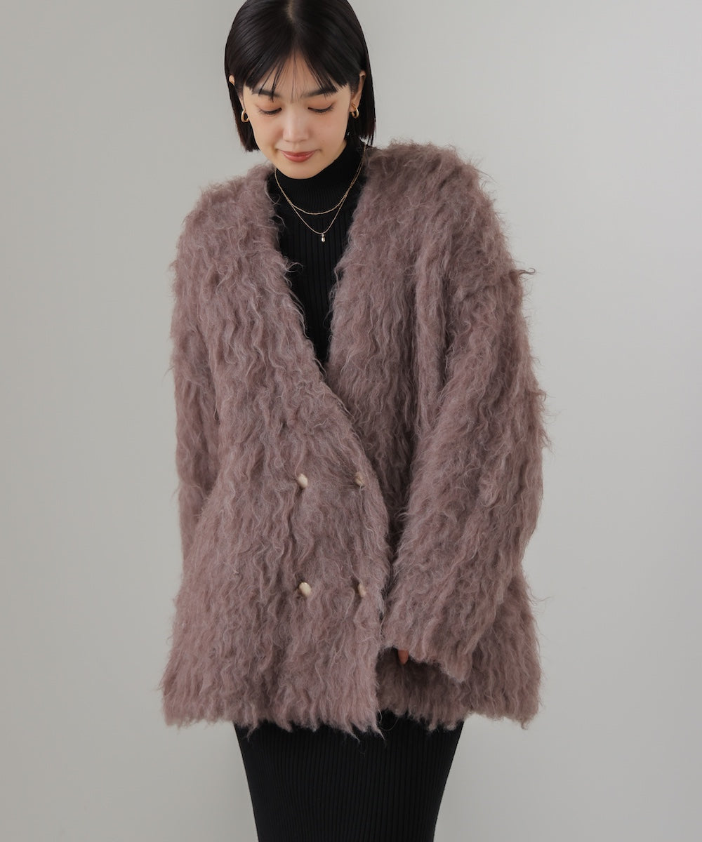 archivio ファー　ニット　シャギー　モヘア　ジップジャケット ウェーブシャギーニットジャケット