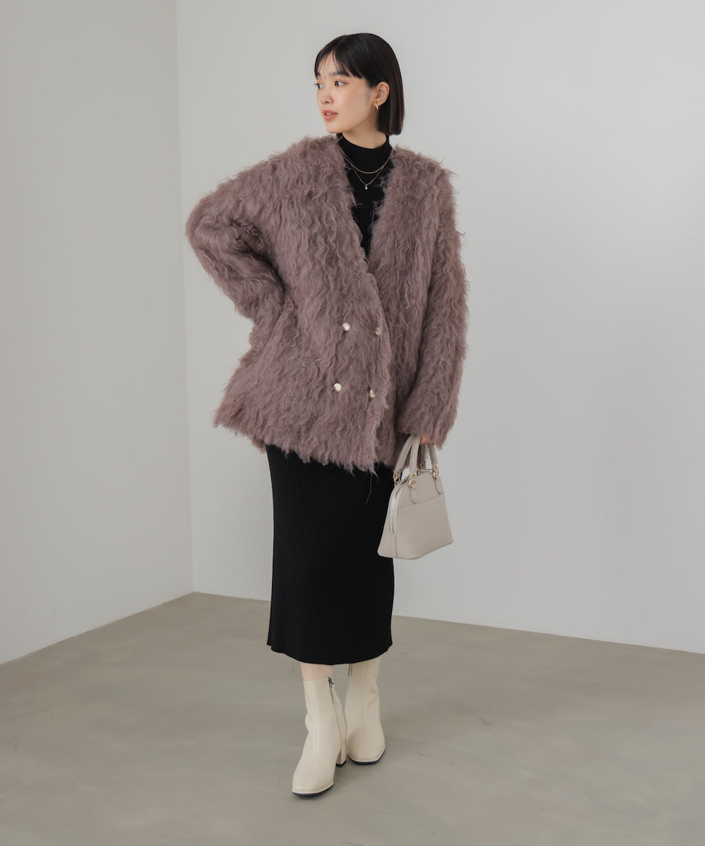 ウェーブシャギーニットジャケット