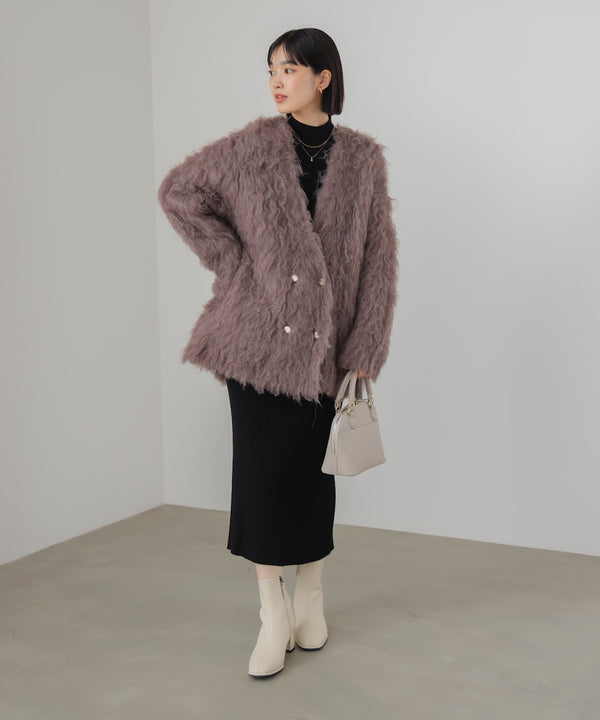 ウェーブシャギーニットジャケット