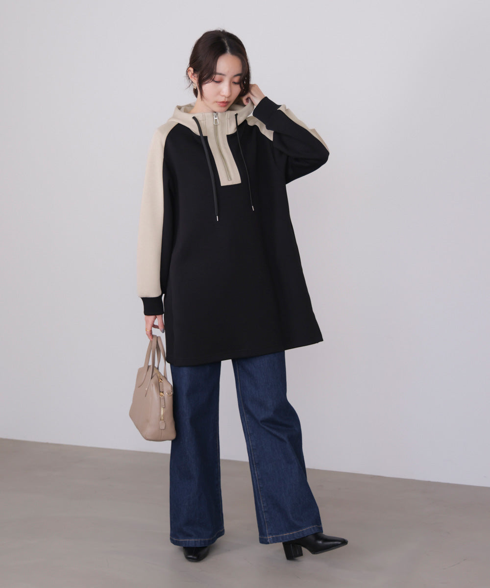 シルキーダンボールバイカラーチュニック