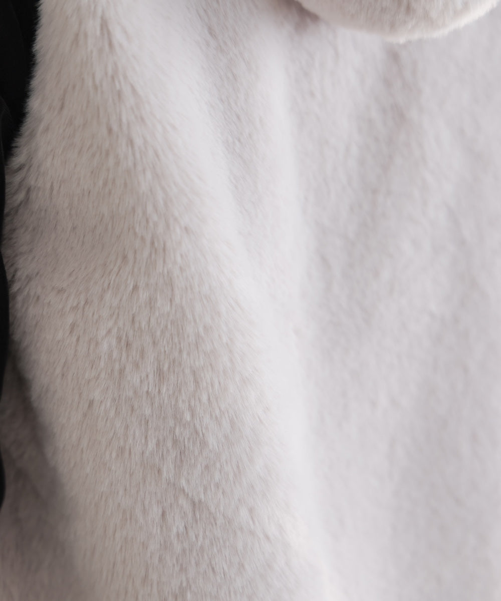 フェイクシープフード付ファーベスト［11/13発送予定］