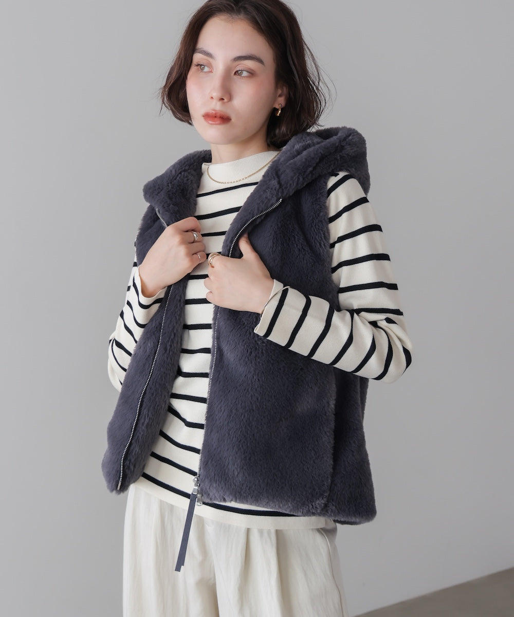 フェイクシープフード付ファーベスト