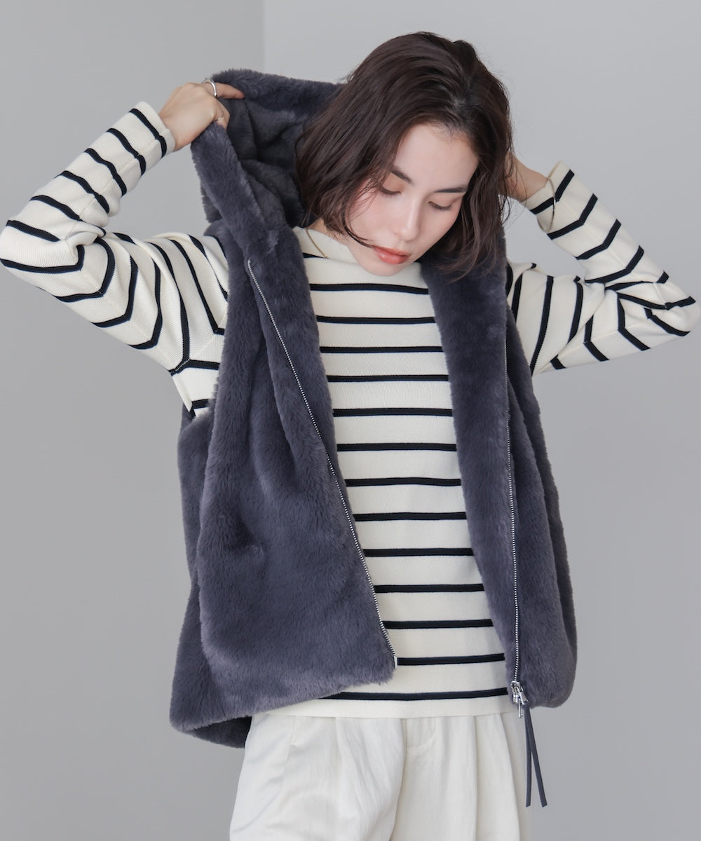 フェイクシープフード付ファーベスト