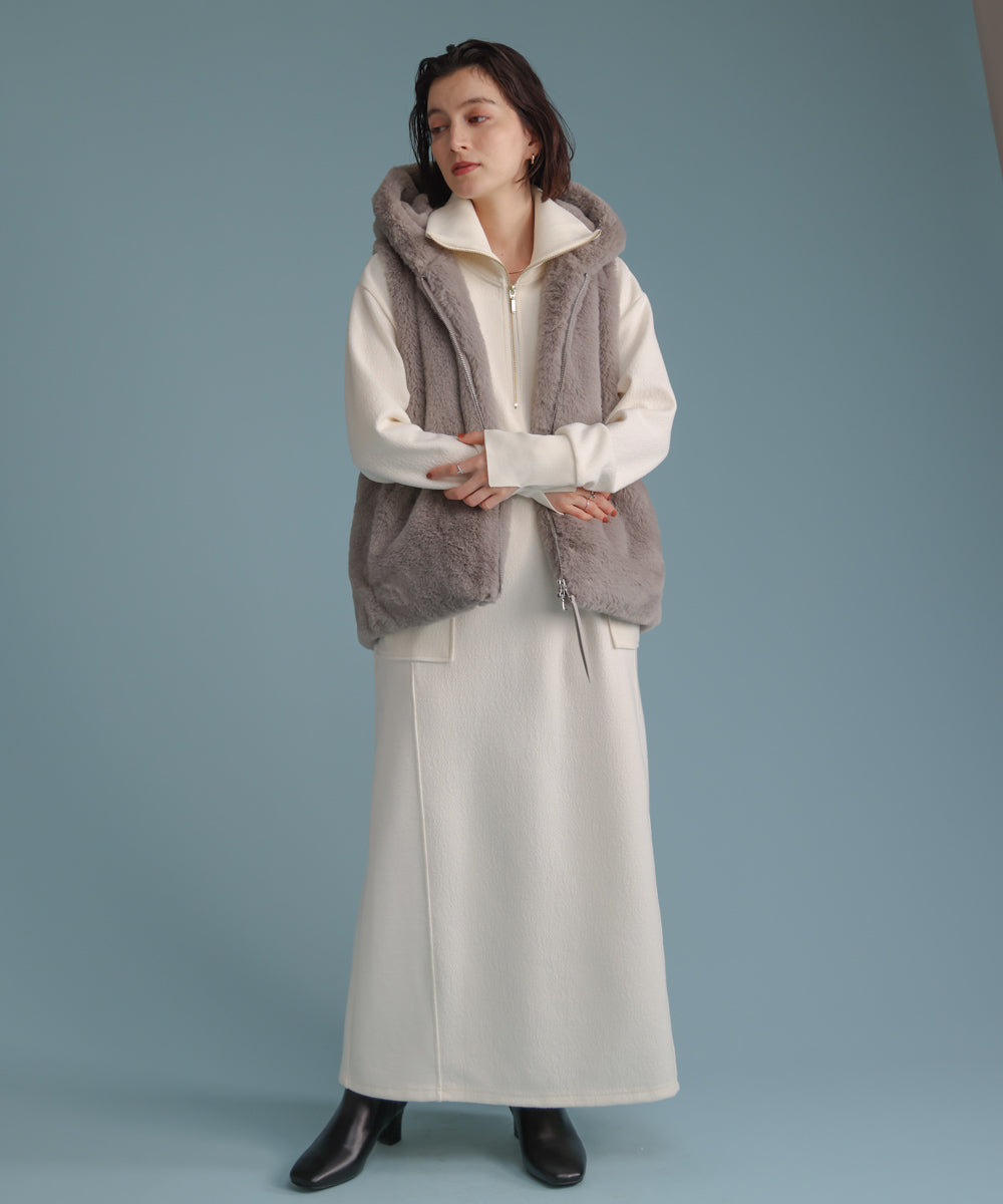 フェイクシープフード付ファーベスト