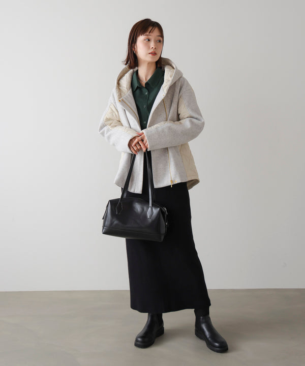 メルトン中綿切替フードＺＩＰコート