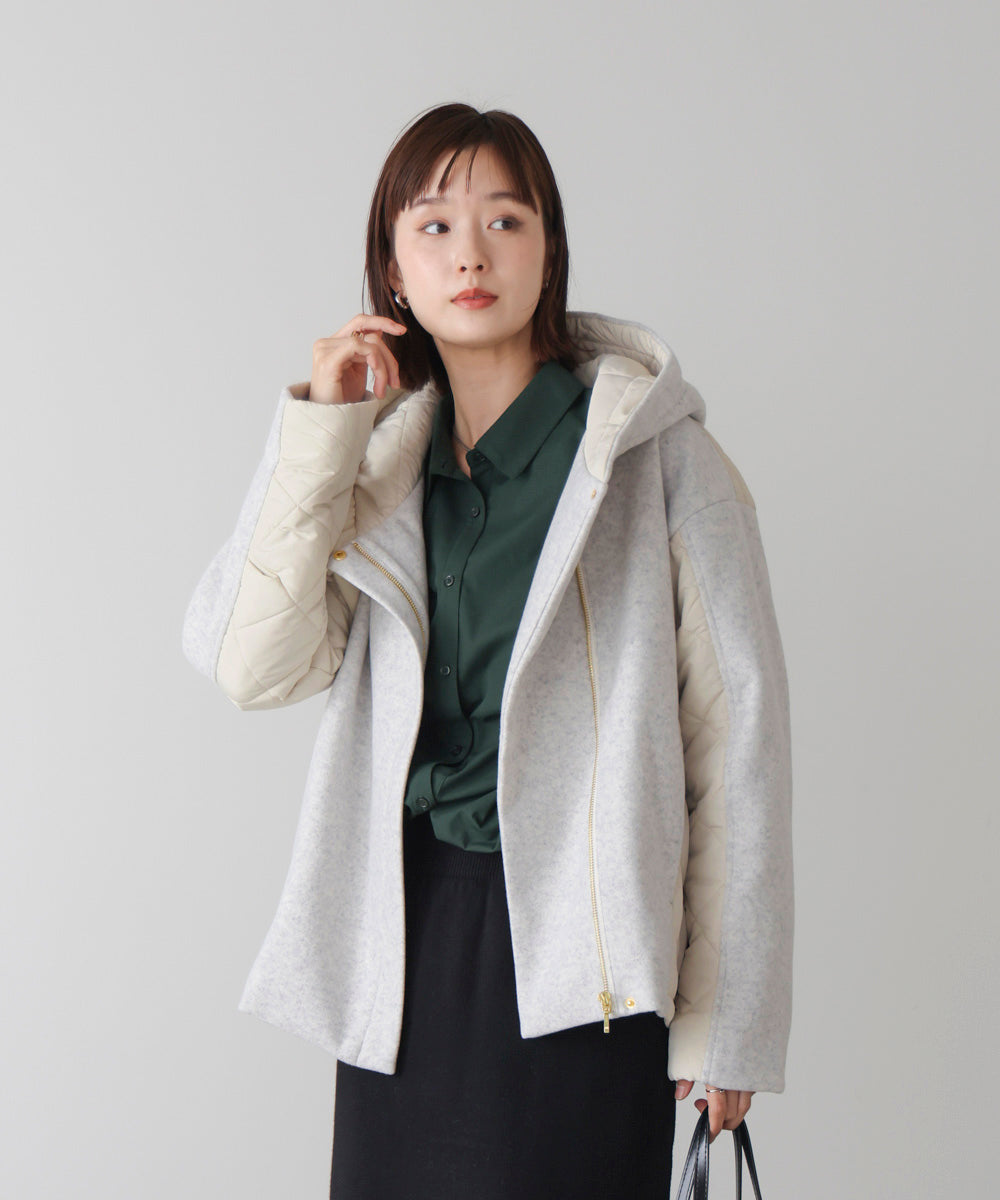 メルトン中綿切替フードＺＩＰコート