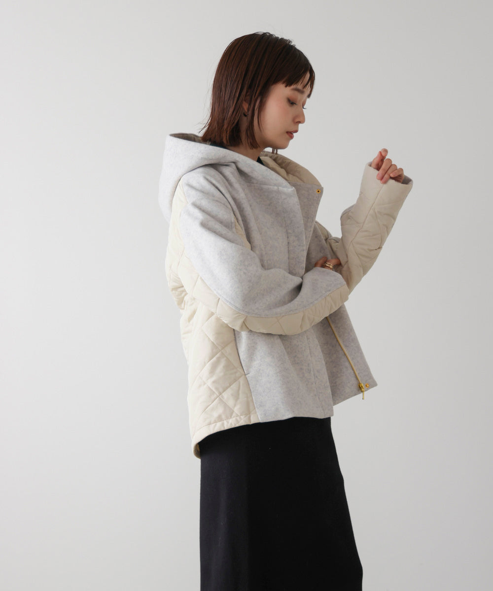 メルトン中綿切替フードＺＩＰコート