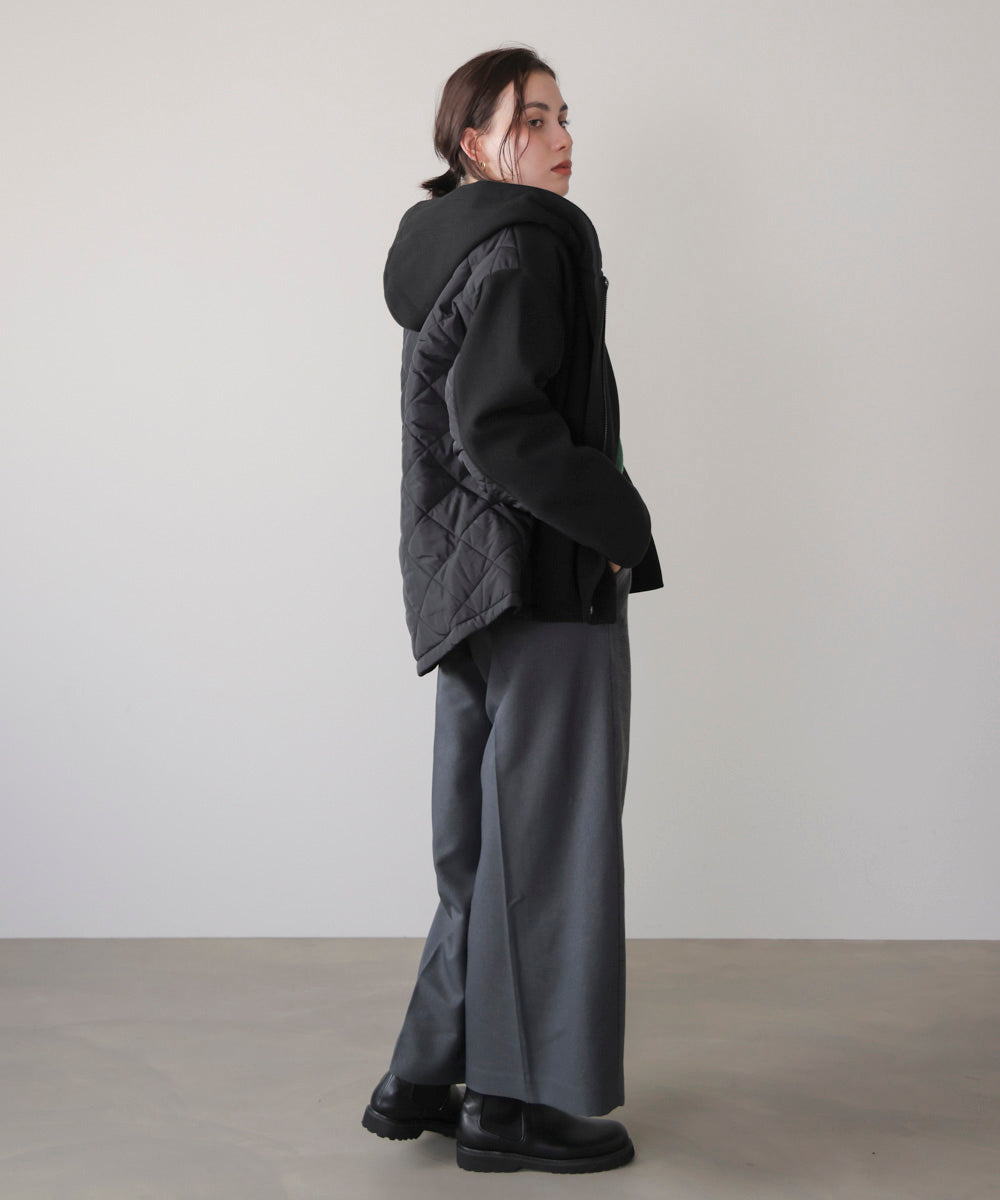 メルトン中綿切替フードＺＩＰコート