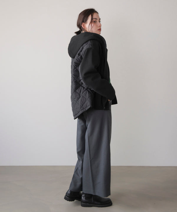 メルトン中綿切替フードＺＩＰコート