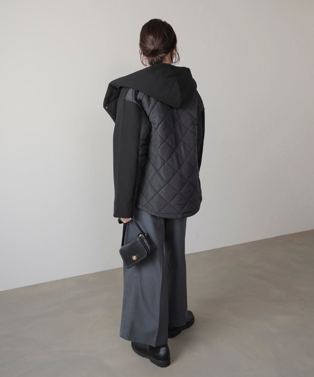 メルトン中綿切替フードＺＩＰコート